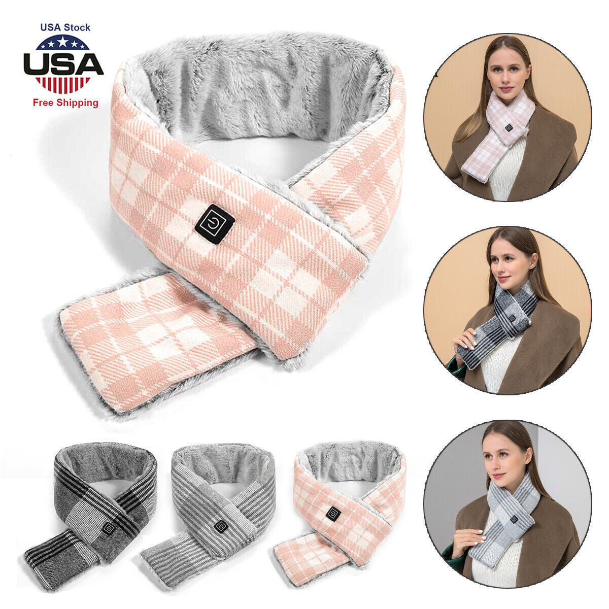 Electric Heated Scarf Winter Neck Warmer Shawl Washable Unisex Scarf With 3 Mode