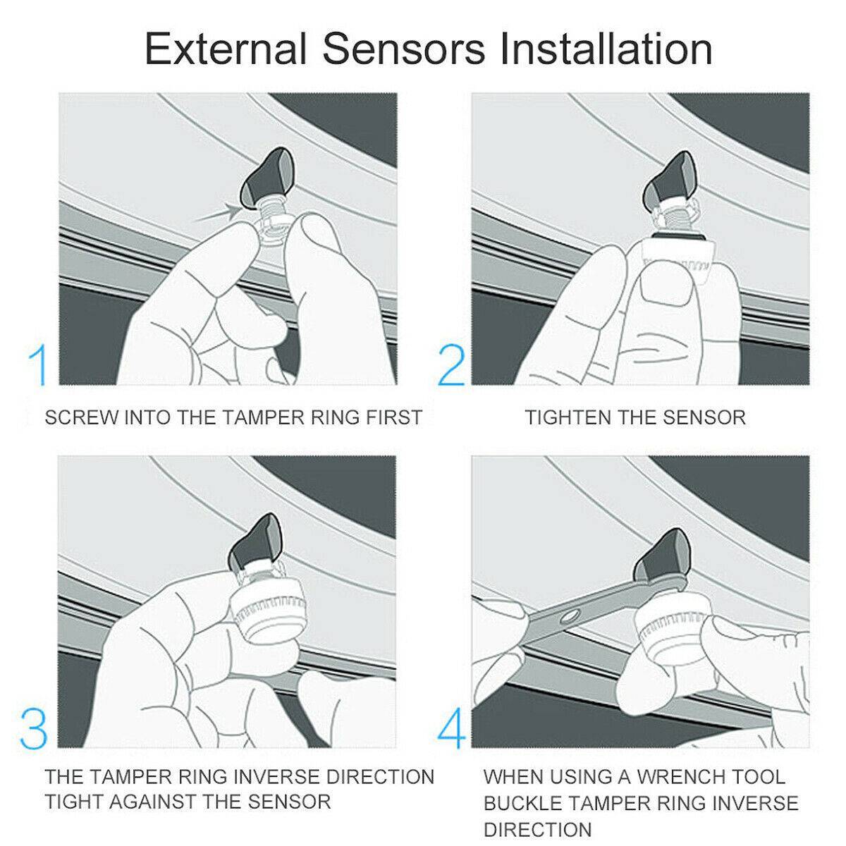 4 Sensor Solar Wireless TPMS Car Tire Tyre Pressure System Monitoring External